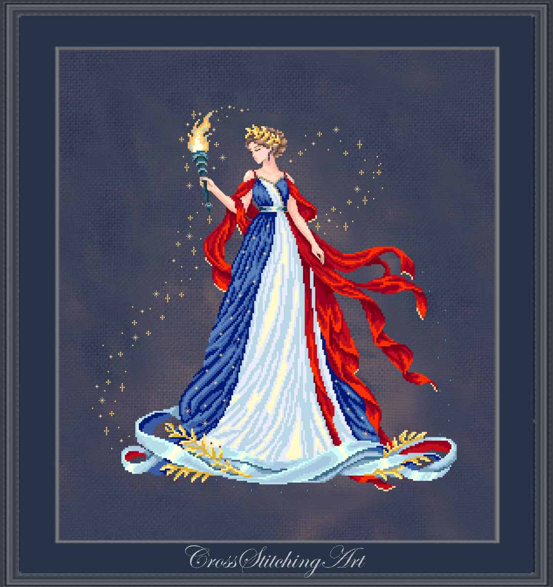 Gloria USA Patriotic Lady Cross Stitch Pattern – Cross Stitching Art