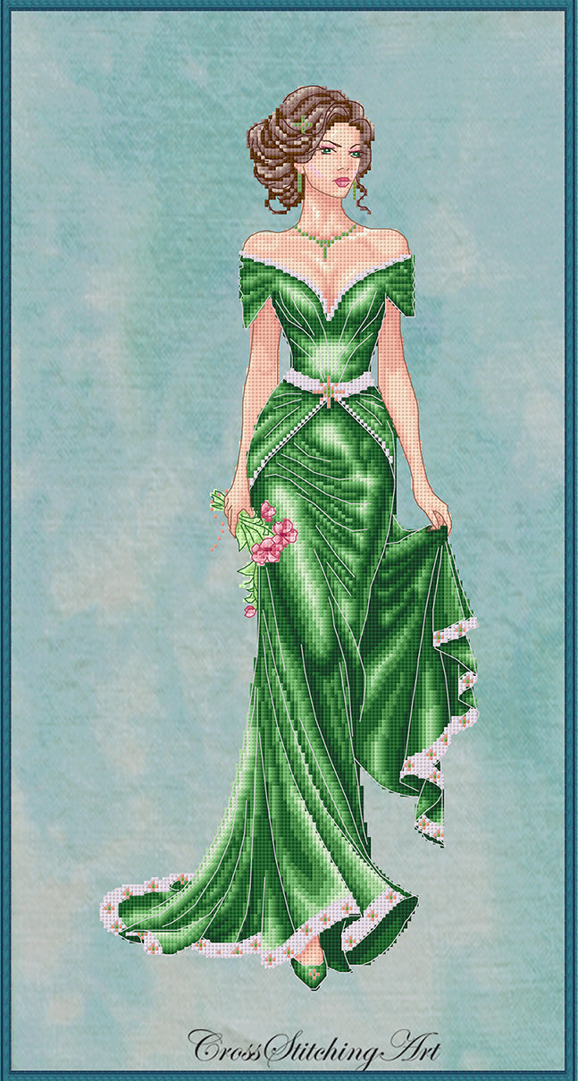 cross stitch formal dresses Lady Liora Elegant Lady Pattern – Cross Stitching Art instock:bleckmann