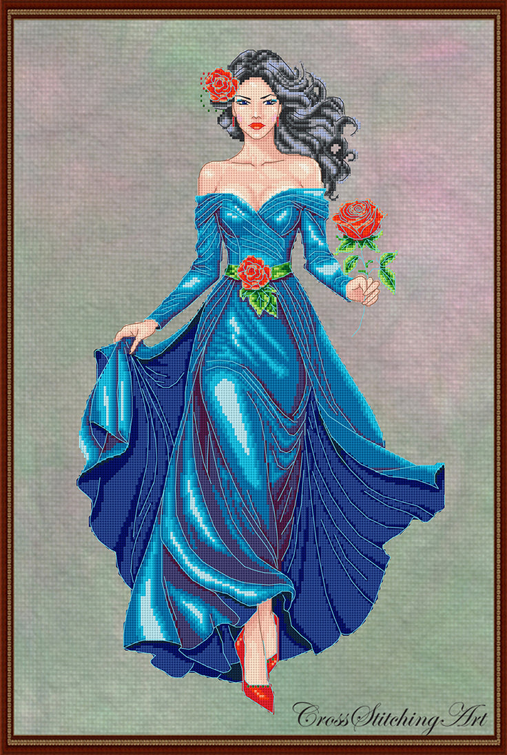 Mirabelle, The Midnight Rose – Cross Stitching Art